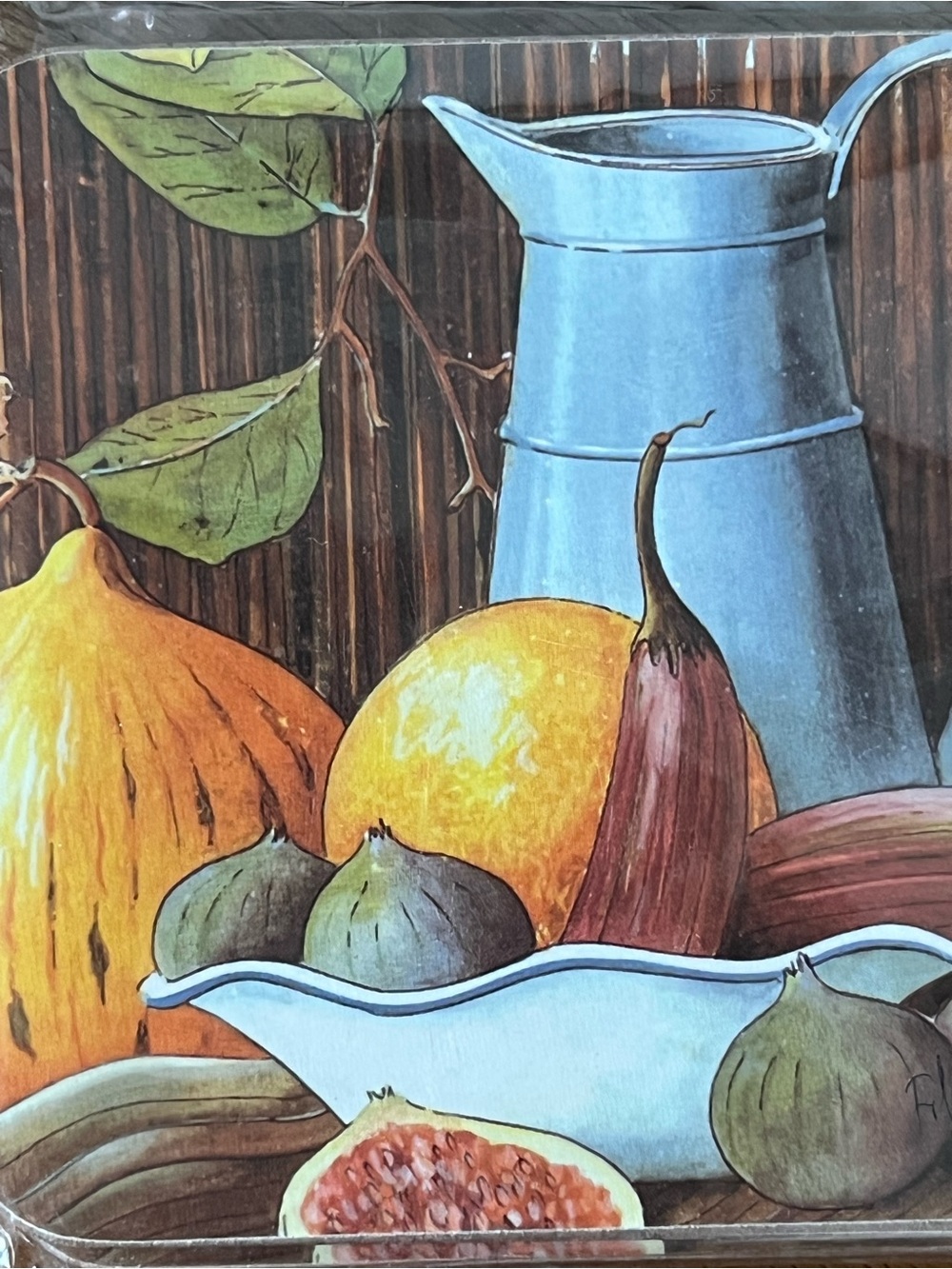 Vintage Art for the Table Coaster Set - Cork Back- Still Life Fruit & Pitcher - Picture 3 of 5